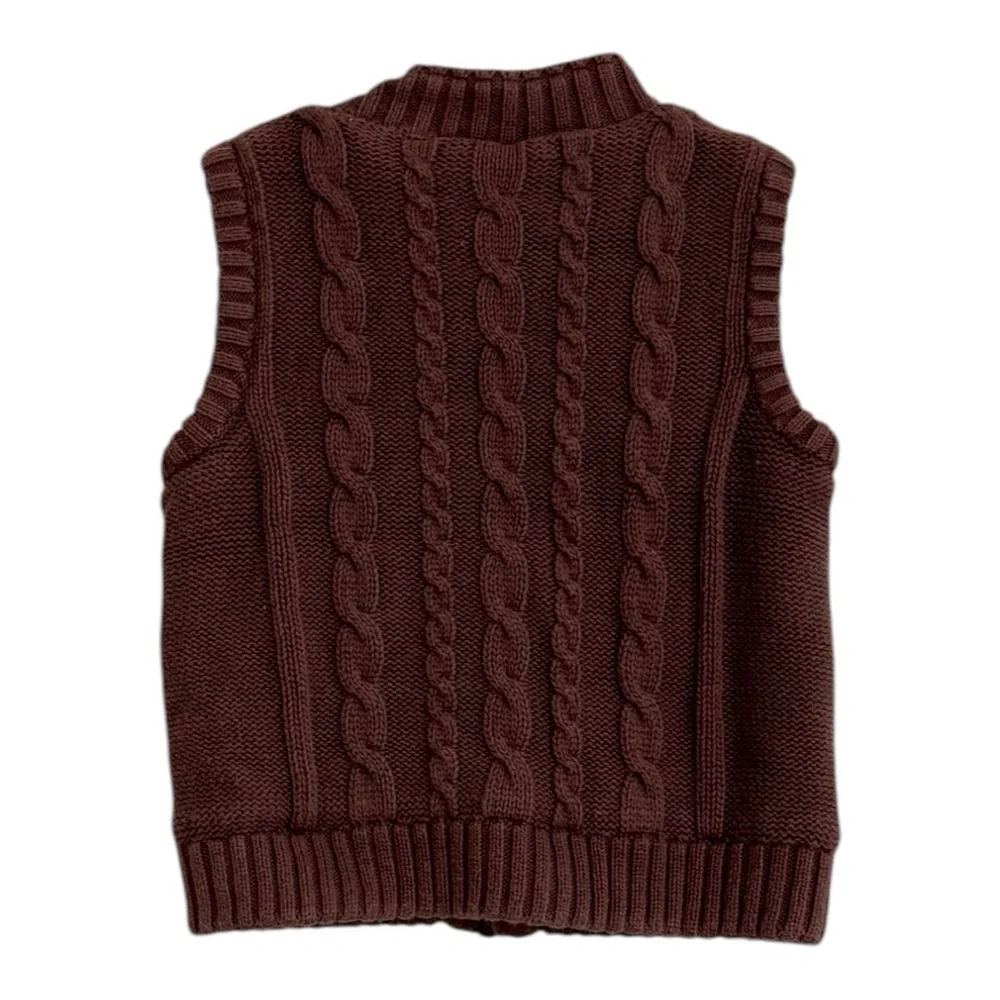 Gymboree Pom Pom Sweater Vest, Colorful, Winter Outfit, Brown Coat Jacket Warm